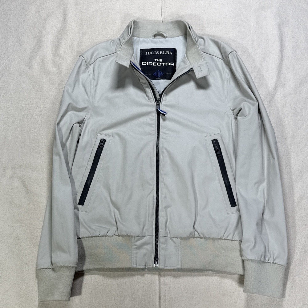 Idris Elba X Superdry The Director London Biker Jacket Cold Grey Size Large